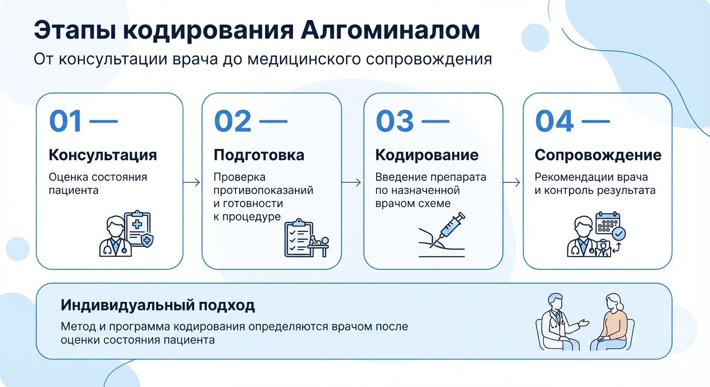 Кодирование препаратом «Алгоминал» в Зернограде инфографика
